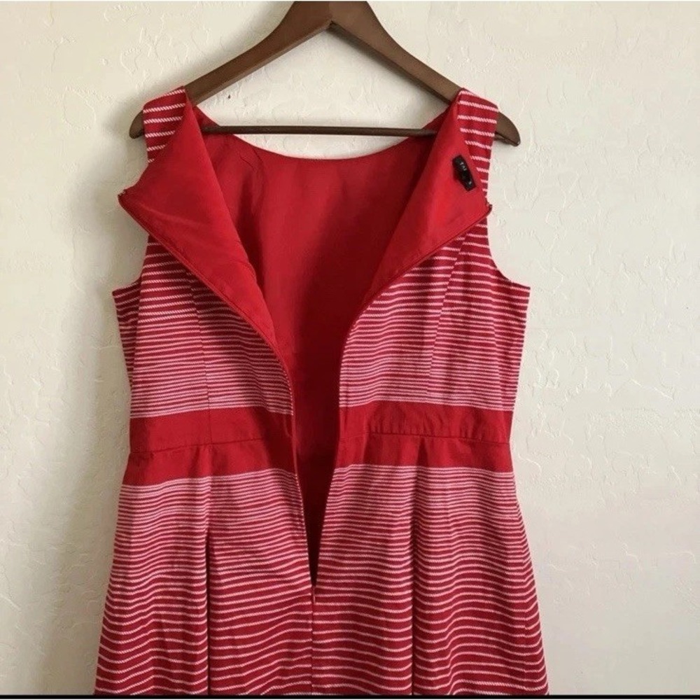 Talbots Dress Nautical Red White Rope Stripe Fit and Flare Sleeveless Cotton  12 - Picture 4 of 5